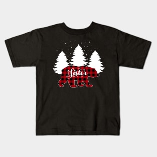 Sister Bear Buffalo Red Plaid Matching Family Christmas Kids T-Shirt